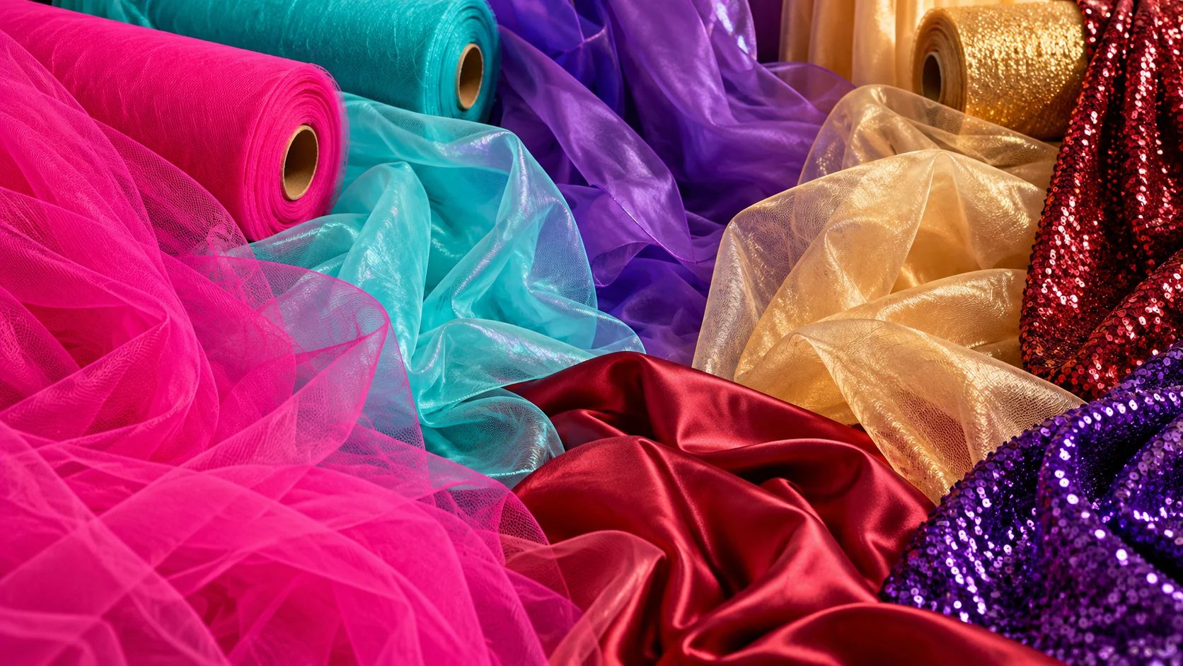 Tules, organzas, satines y lentejuelas para disfraces y eventos